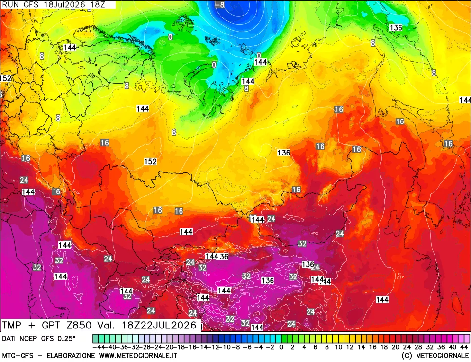 mappa 850 hPa Temp + GPT