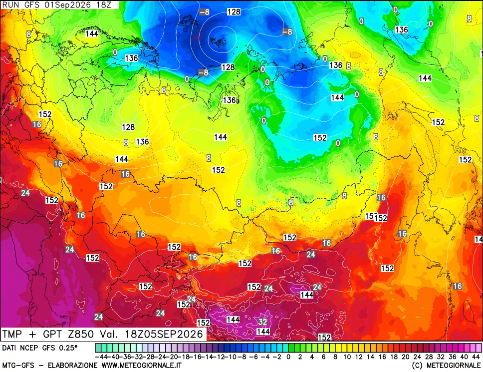 mappa 850 hPa Temp + GPT