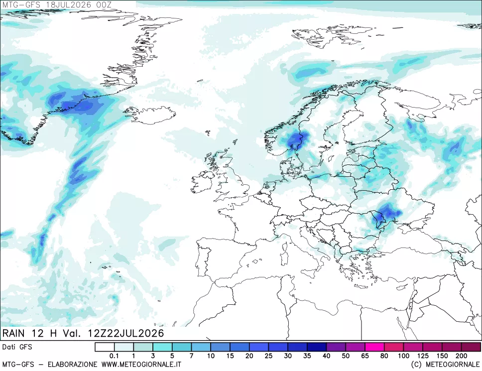 mappa GFS: Precipitazioni 12 ore precedenti