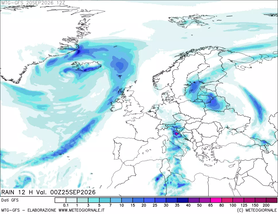 mappa GFS: Precipitazioni 12 ore precedenti