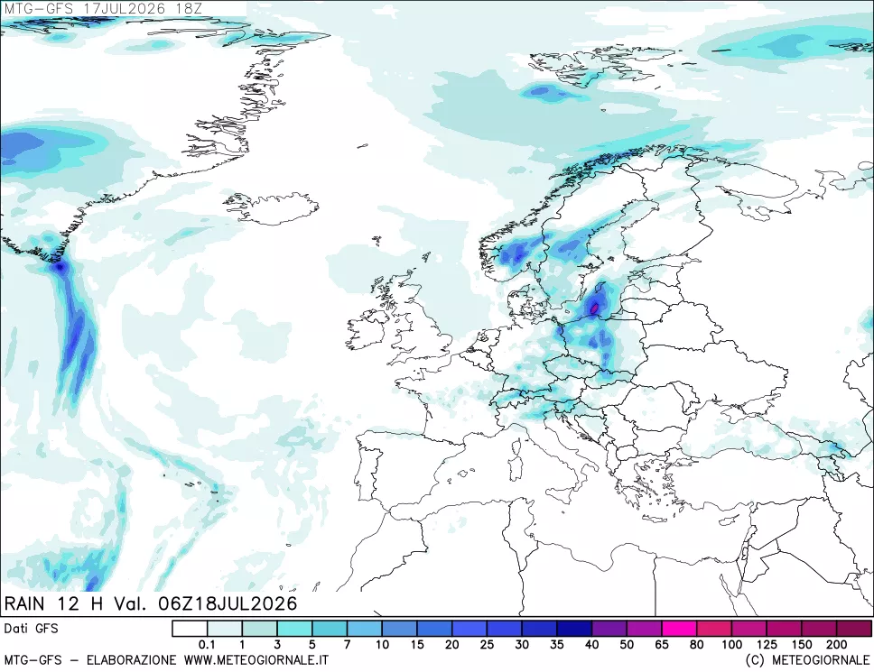 mappa GFS: Precipitazioni 12 ore precedenti