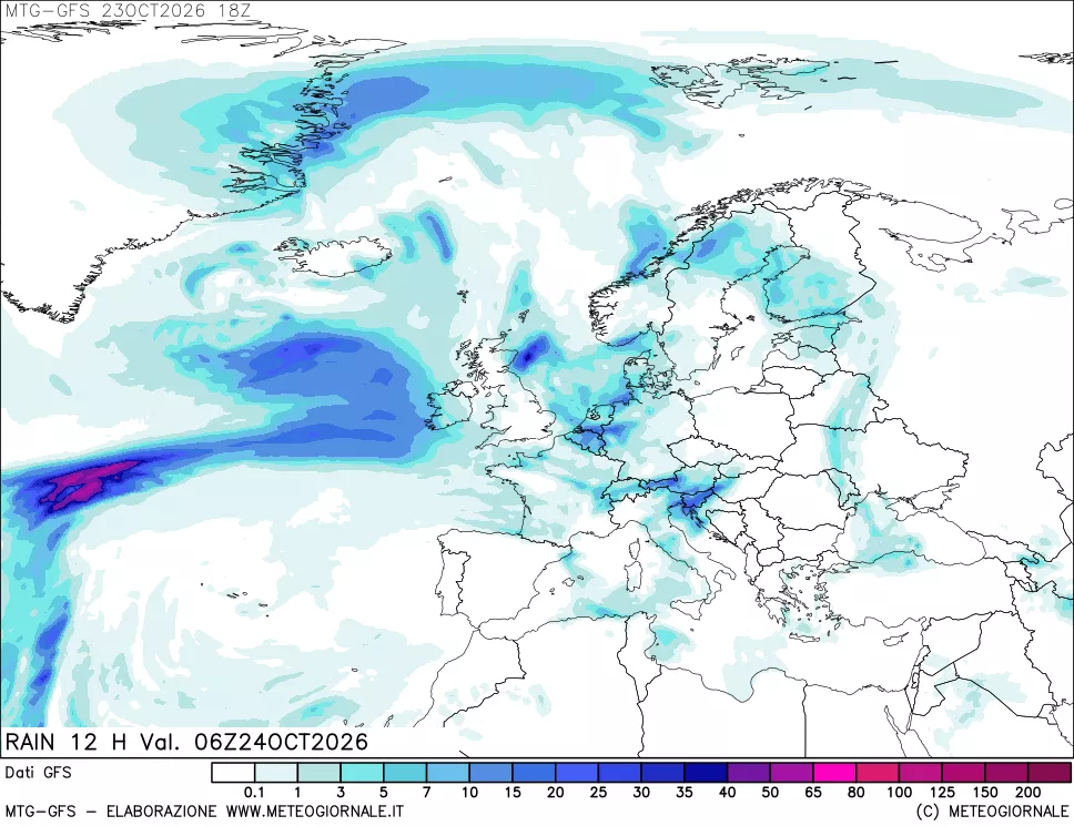 mappa GFS: Precipitazioni 12 ore precedenti