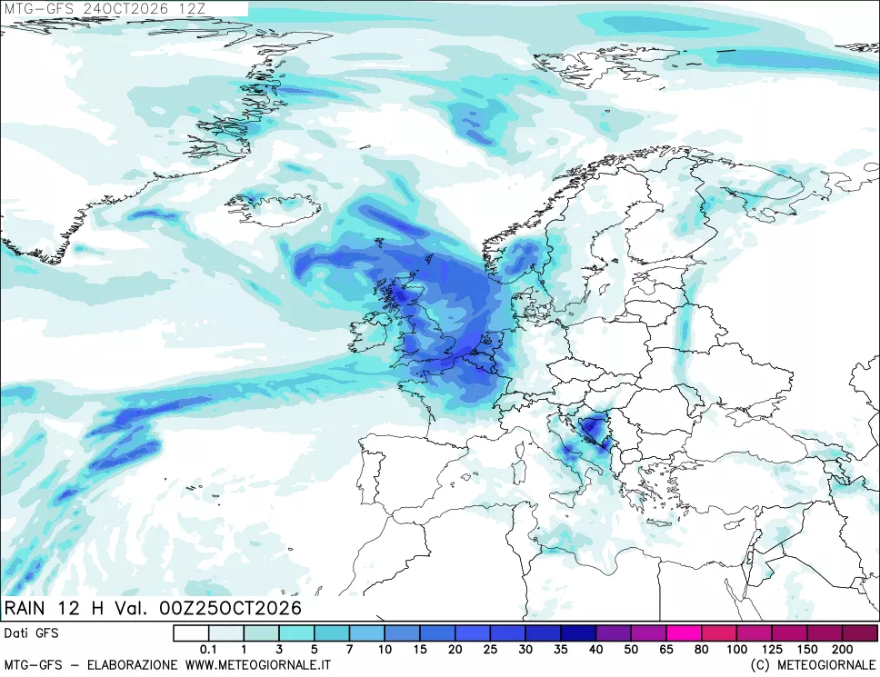 mappa GFS: Precipitazioni 12 ore precedenti