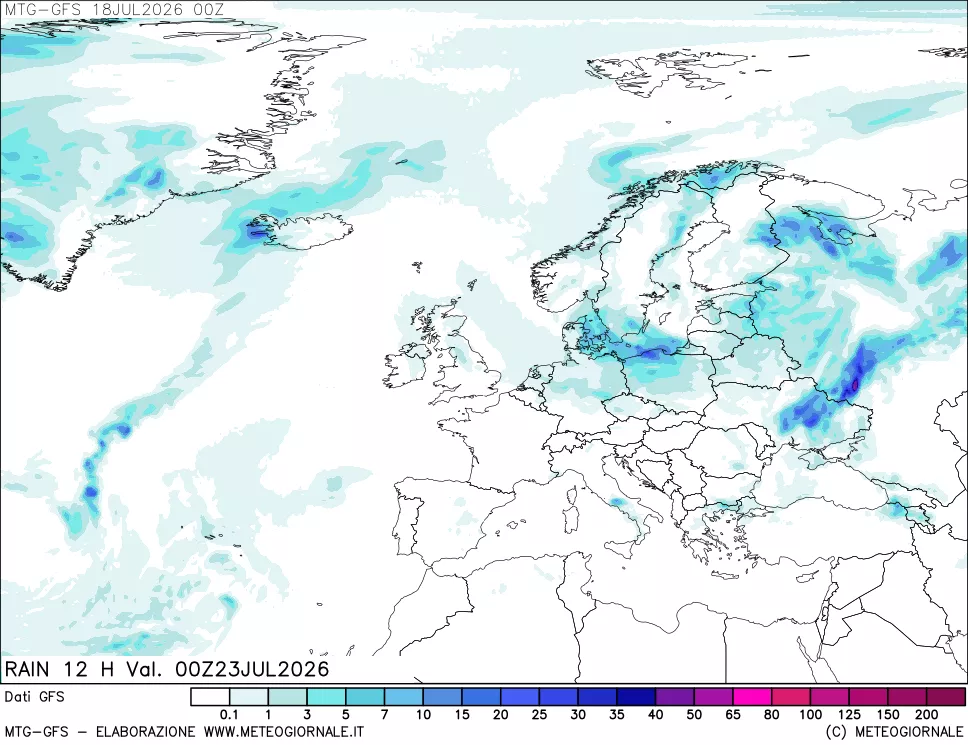 mappa GFS: Precipitazioni 12 ore precedenti