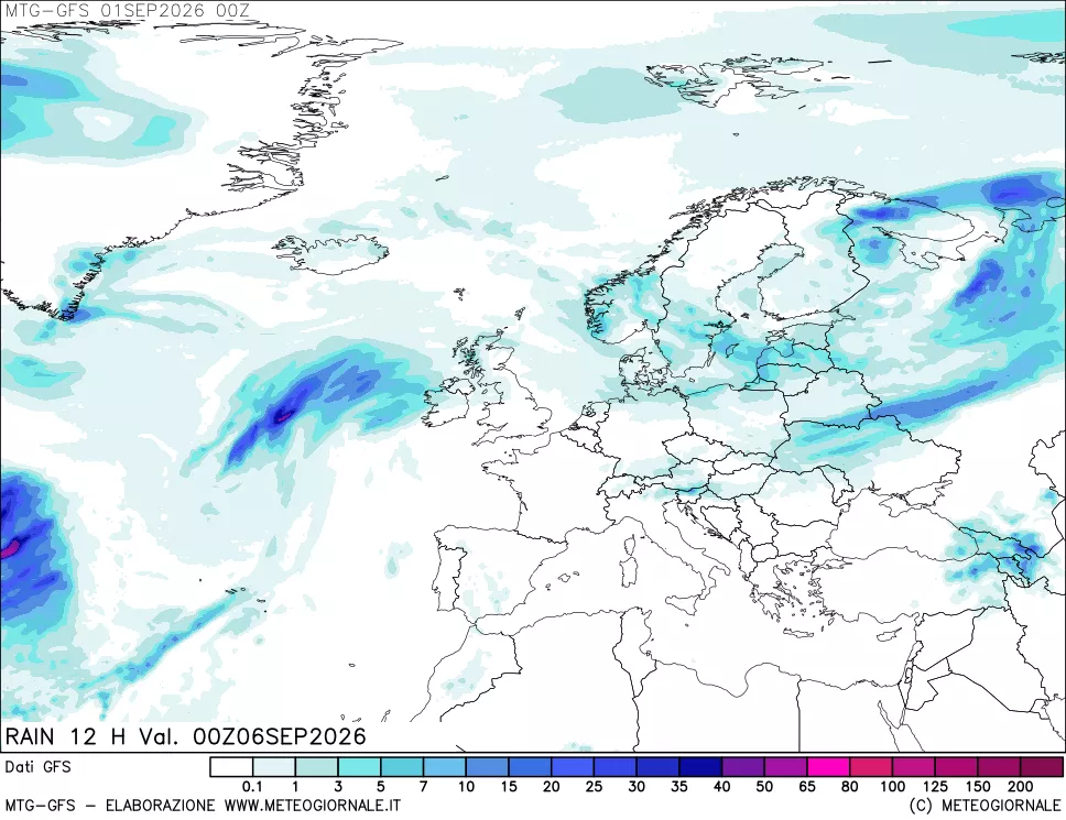 mappa GFS: Precipitazioni 12 ore precedenti