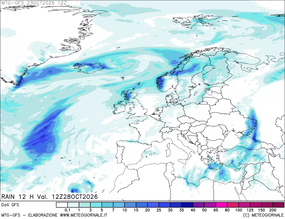 mappa GFS: Precipitazioni 12 ore precedenti