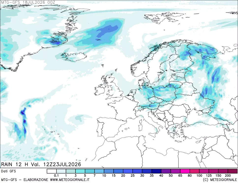 mappa GFS: Precipitazioni 12 ore precedenti
