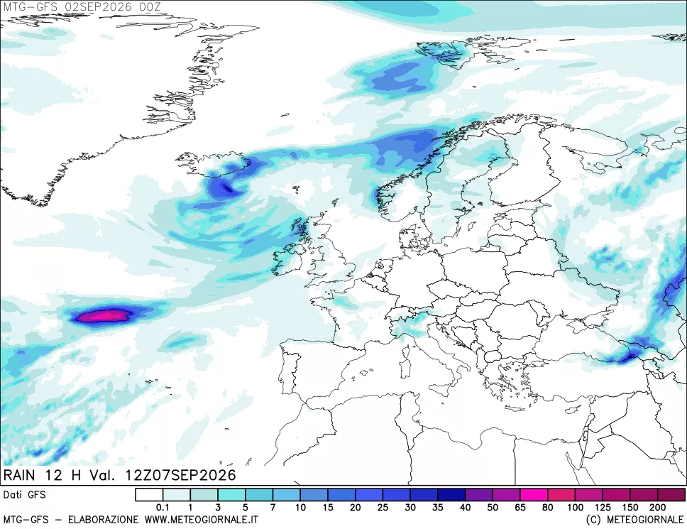 mappa GFS: Precipitazioni 12 ore precedenti