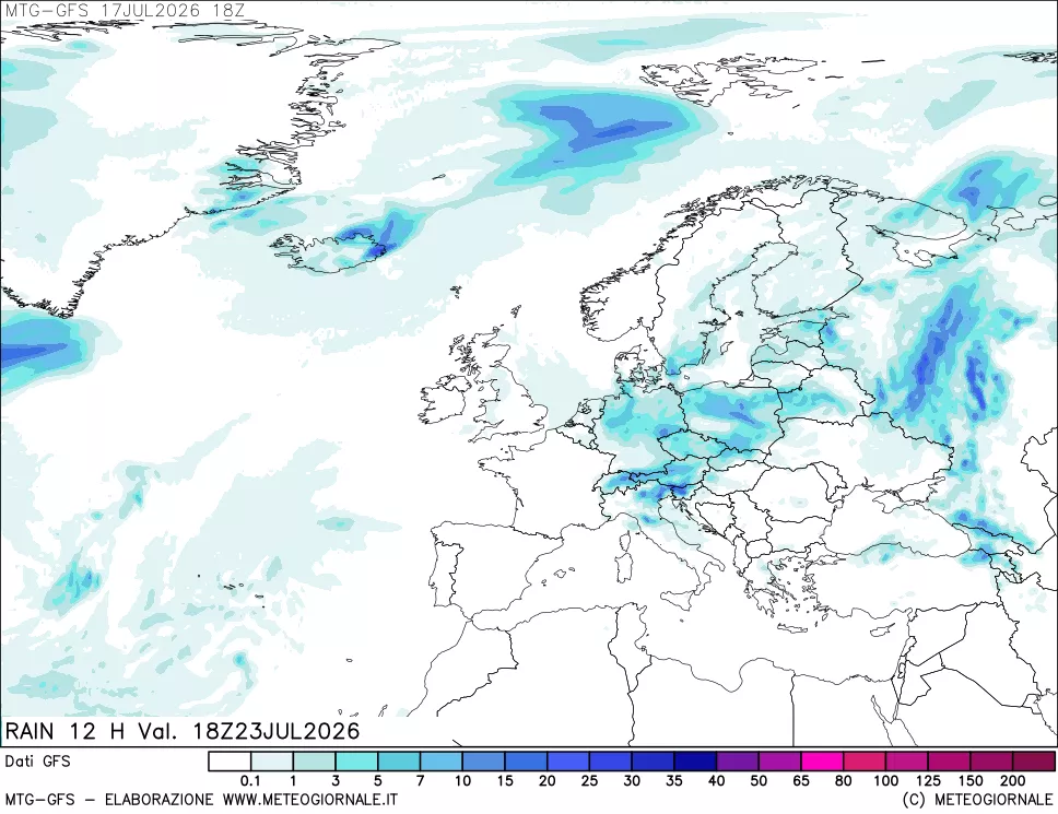 mappa GFS: Precipitazioni 12 ore precedenti