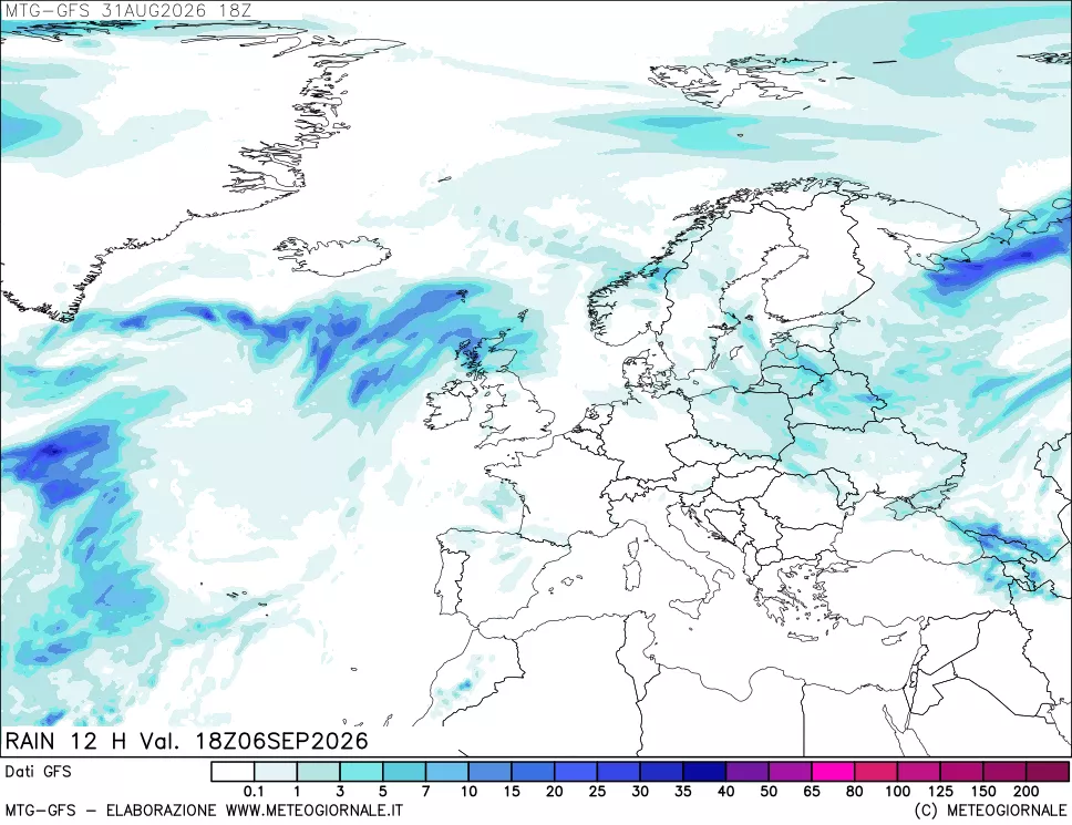 mappa GFS: Precipitazioni 12 ore precedenti