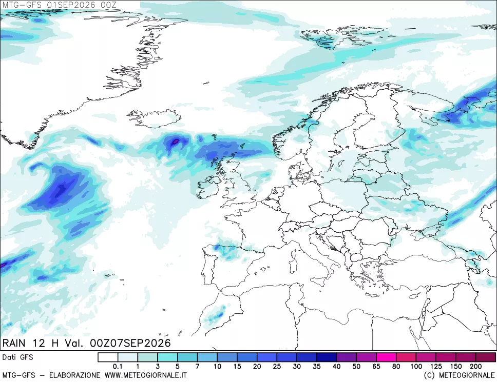 mappa GFS: Precipitazioni 12 ore precedenti