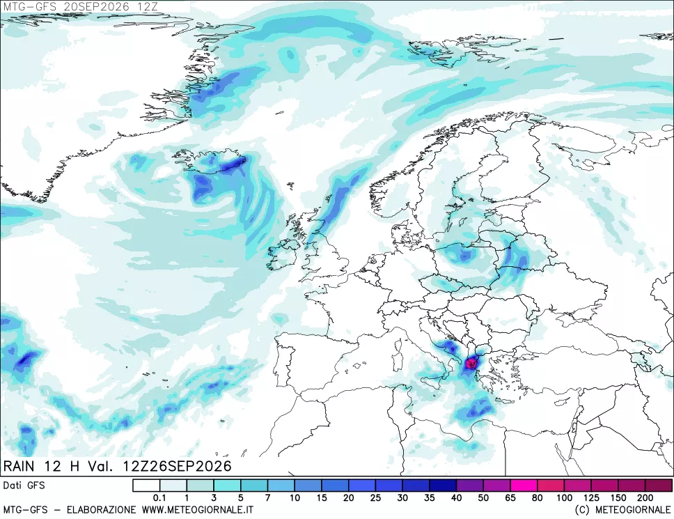 mappa GFS: Precipitazioni 12 ore precedenti
