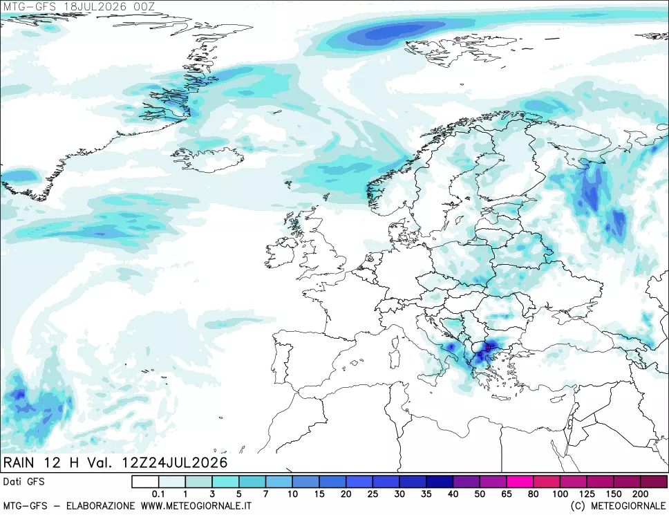 mappa GFS: Precipitazioni 12 ore precedenti