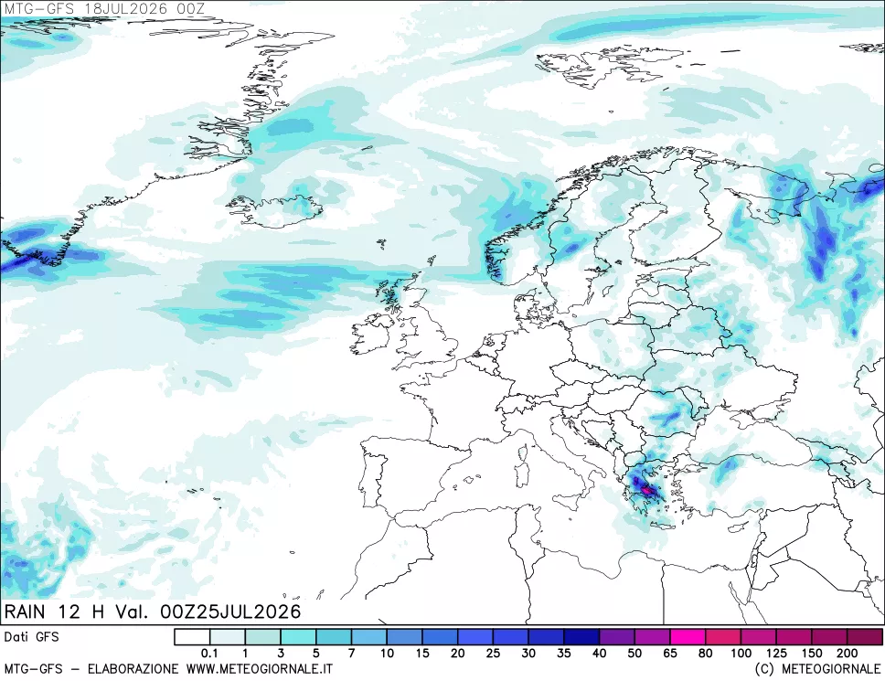 mappa GFS: Precipitazioni 12 ore precedenti