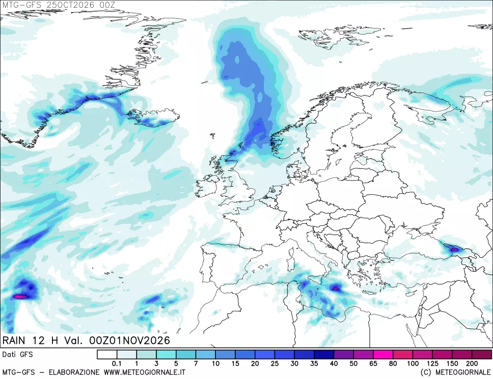 mappa GFS: Precipitazioni 12 ore precedenti