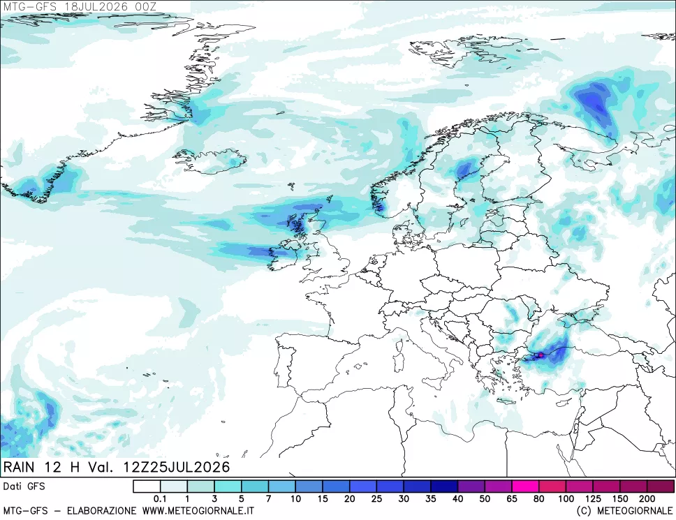 mappa GFS: Precipitazioni 12 ore precedenti