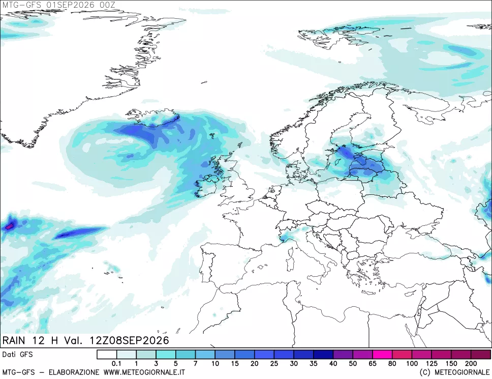 mappa GFS: Precipitazioni 12 ore precedenti