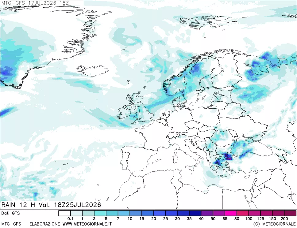 mappa GFS: Precipitazioni 12 ore precedenti
