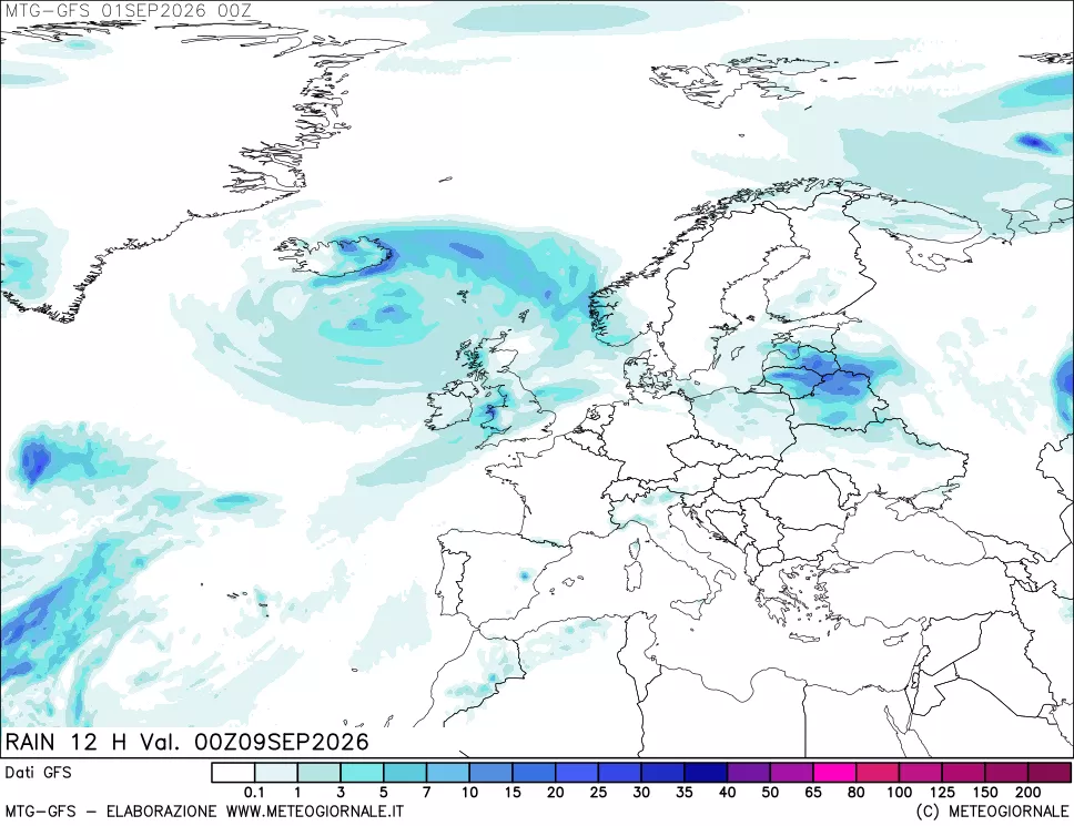 mappa GFS: Precipitazioni 12 ore precedenti