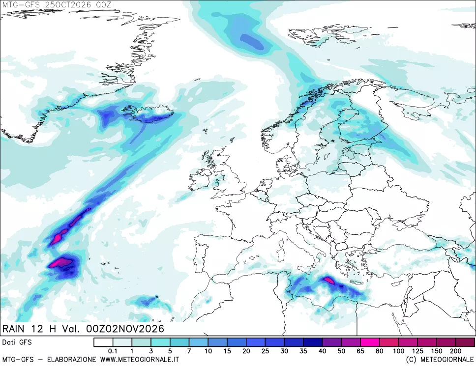 mappa GFS: Precipitazioni 12 ore precedenti