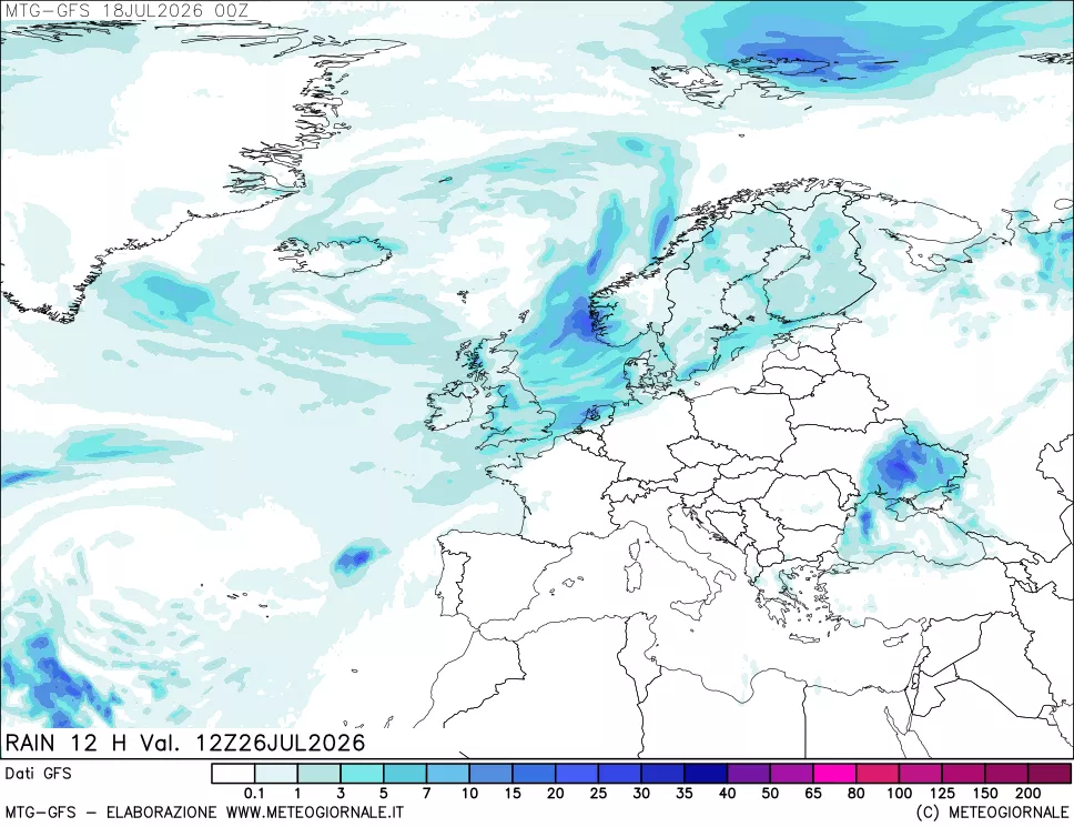 mappa GFS: Precipitazioni 12 ore precedenti