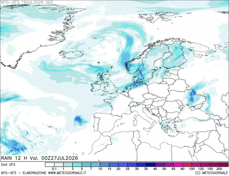mappa GFS: Precipitazioni 12 ore precedenti