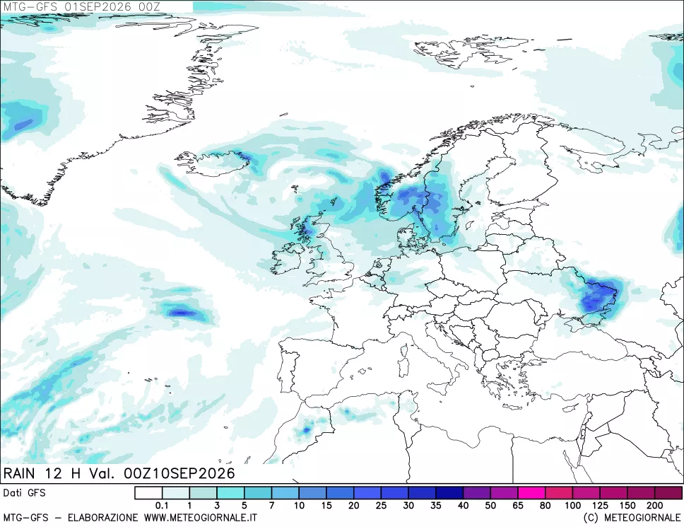 mappa GFS: Precipitazioni 12 ore precedenti