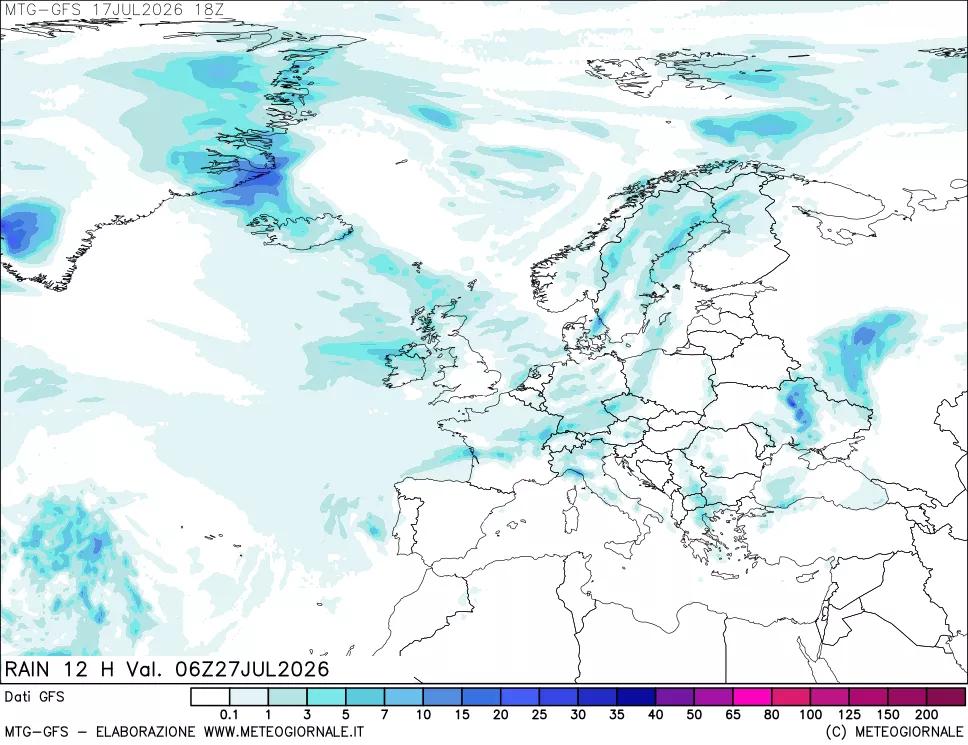 mappa GFS: Precipitazioni 12 ore precedenti