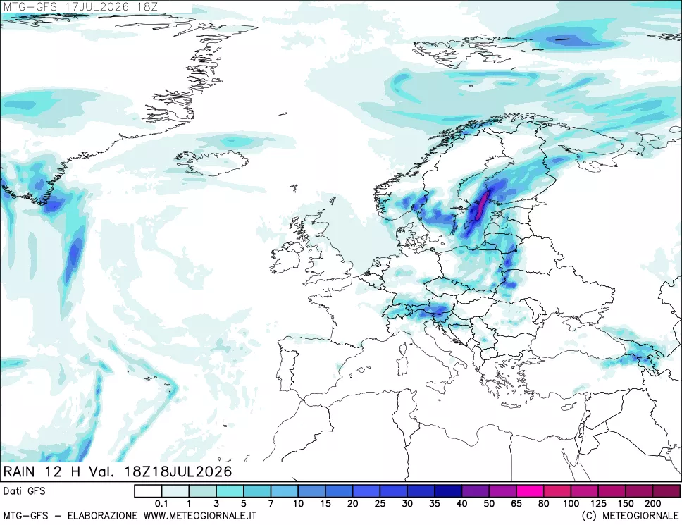 mappa GFS: Precipitazioni 12 ore precedenti