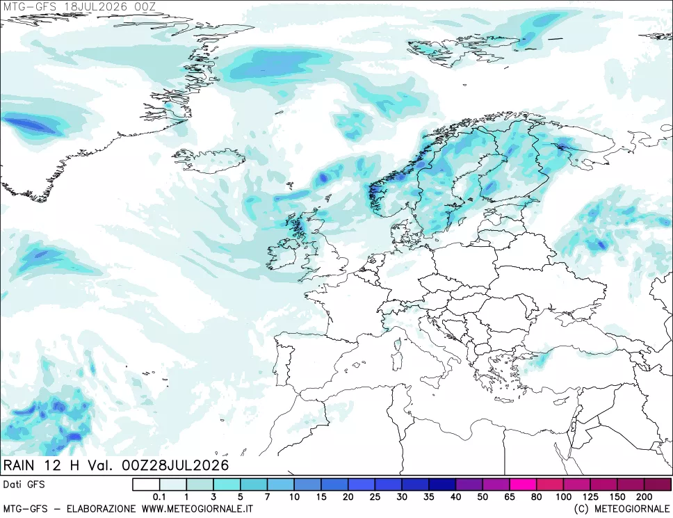 mappa GFS: Precipitazioni 12 ore precedenti