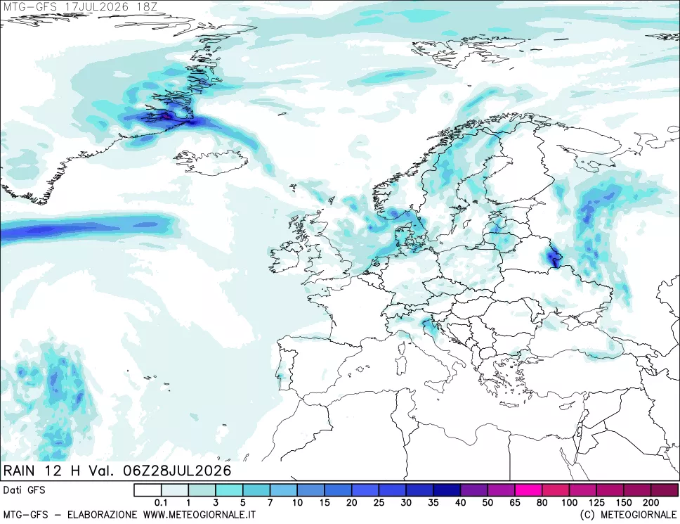 mappa GFS: Precipitazioni 12 ore precedenti