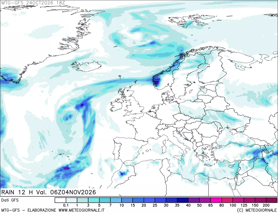 mappa GFS: Precipitazioni 12 ore precedenti