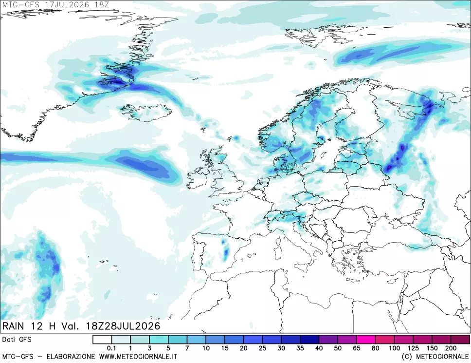 mappa GFS: Precipitazioni 12 ore precedenti