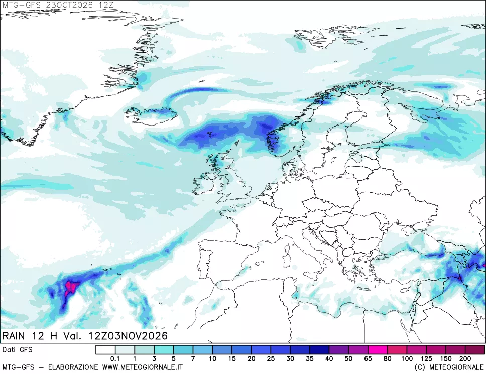 mappa GFS: Precipitazioni 12 ore precedenti