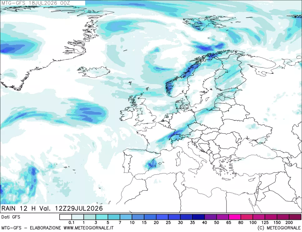 mappa GFS: Precipitazioni 12 ore precedenti