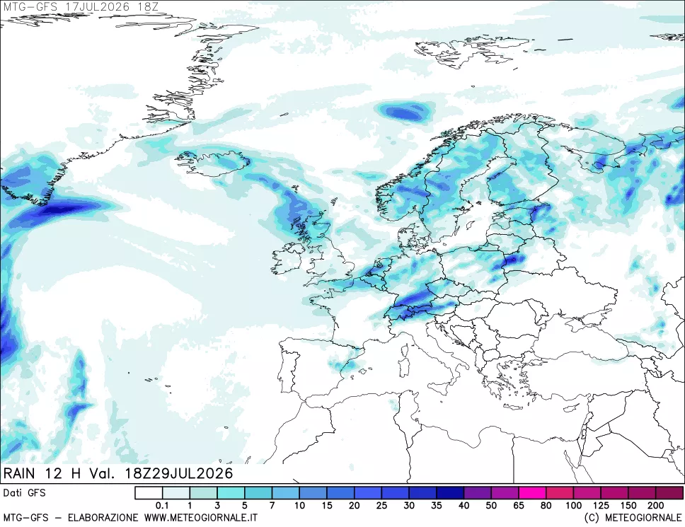 mappa GFS: Precipitazioni 12 ore precedenti