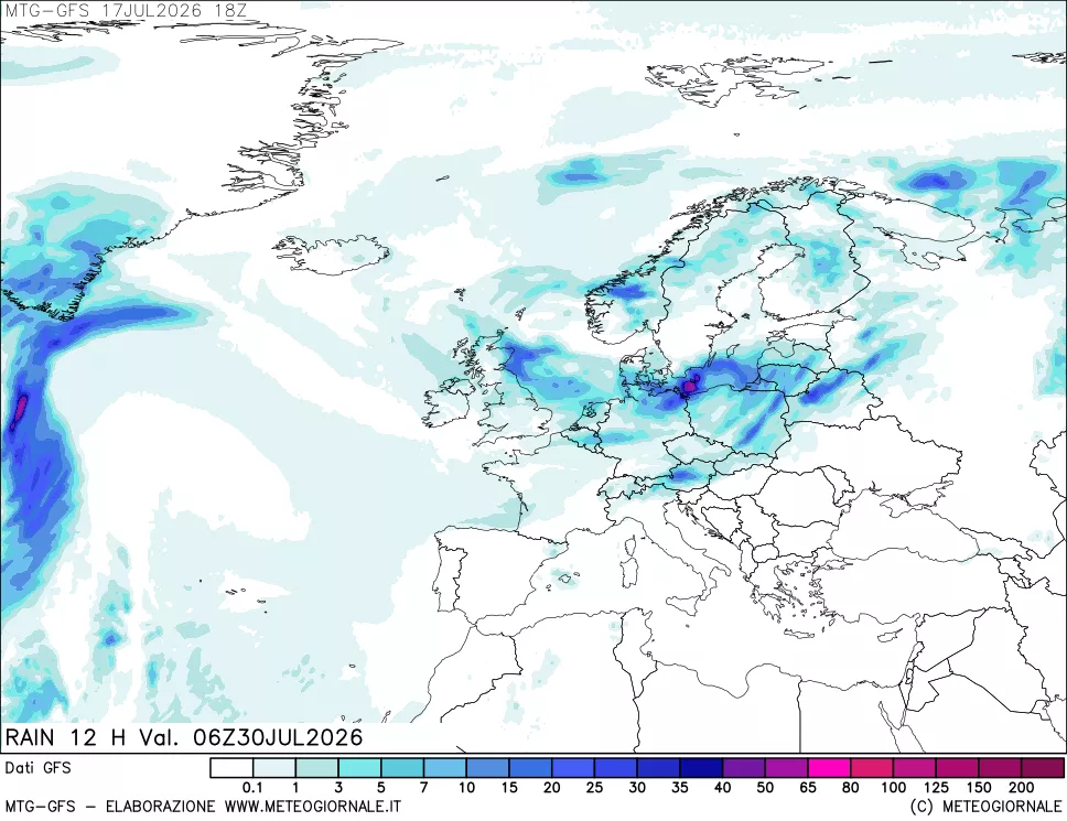 mappa GFS: Precipitazioni 12 ore precedenti