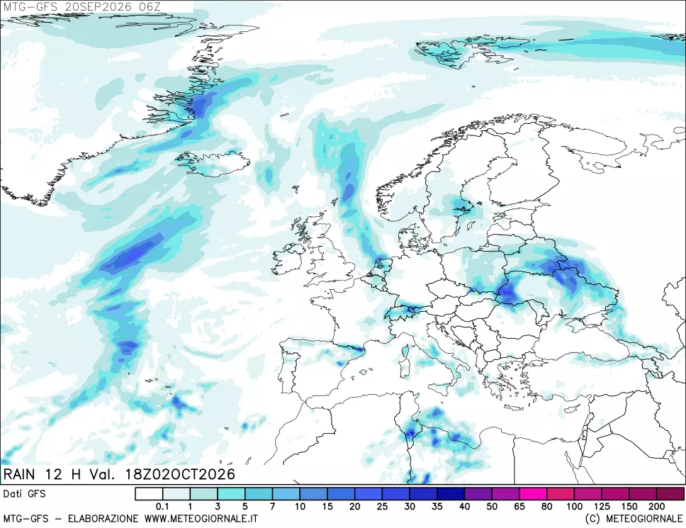 mappa GFS: Precipitazioni 12 ore precedenti