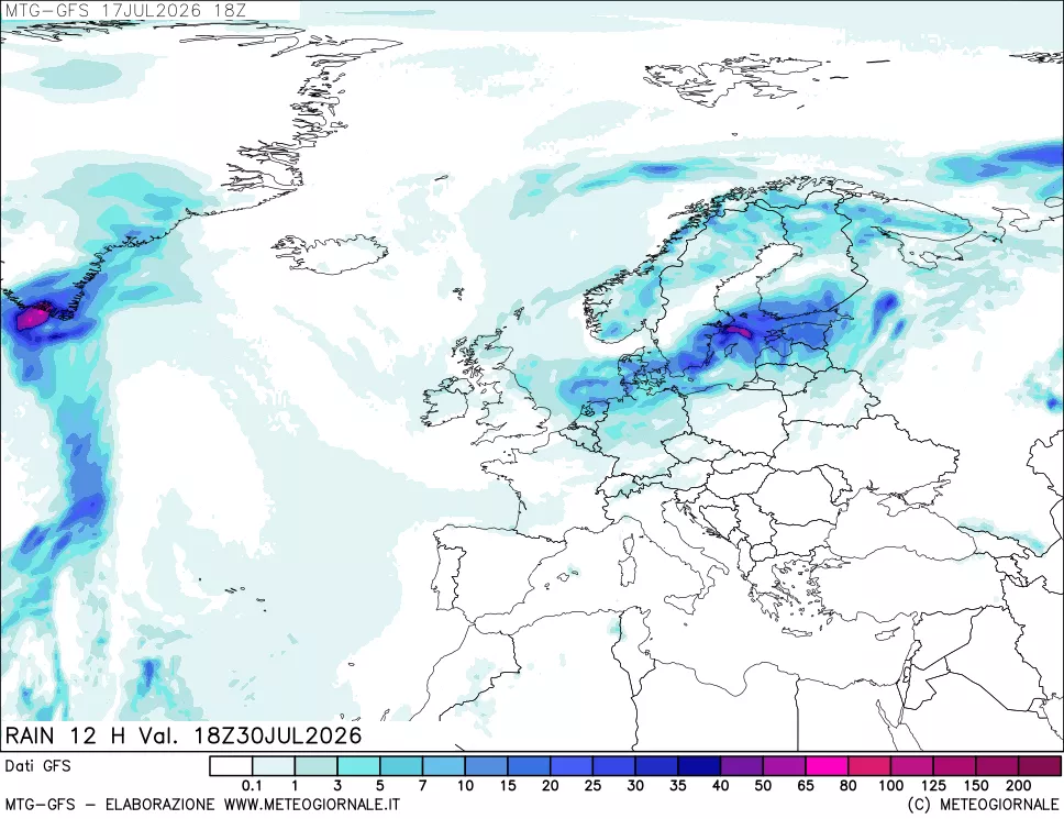 mappa GFS: Precipitazioni 12 ore precedenti