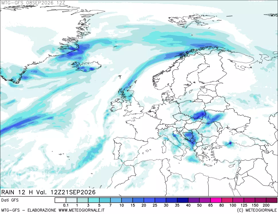 mappa GFS: Precipitazioni 12 ore precedenti