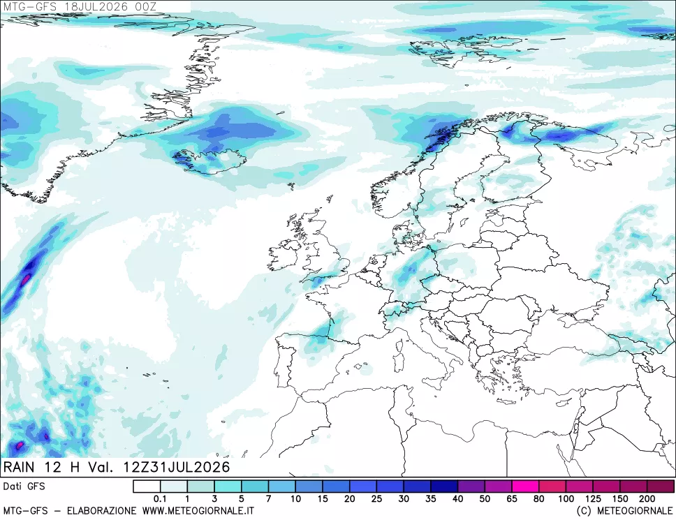 mappa GFS: Precipitazioni 12 ore precedenti
