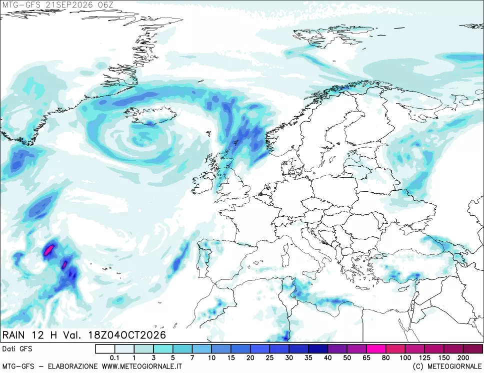 mappa GFS: Precipitazioni 12 ore precedenti