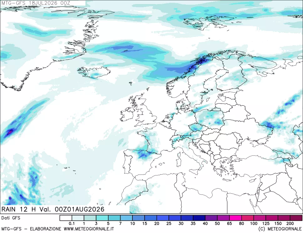 mappa GFS: Precipitazioni 12 ore precedenti