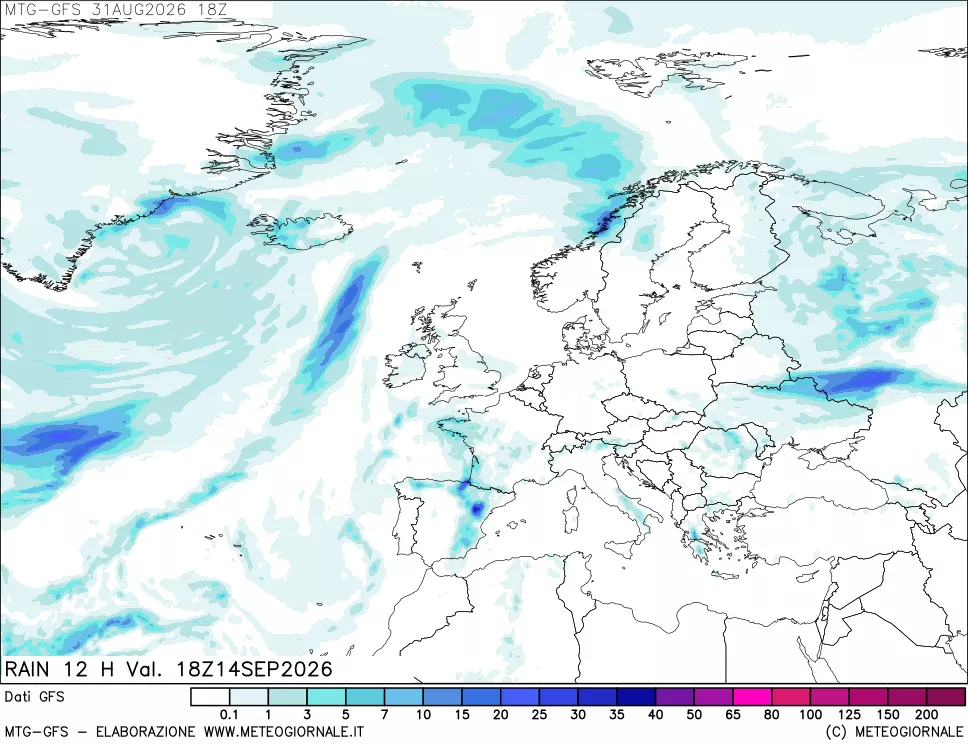 mappa GFS: Precipitazioni 12 ore precedenti