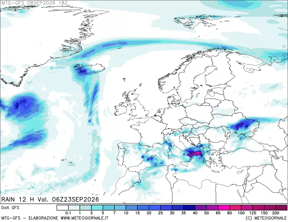 mappa GFS: Precipitazioni 12 ore precedenti