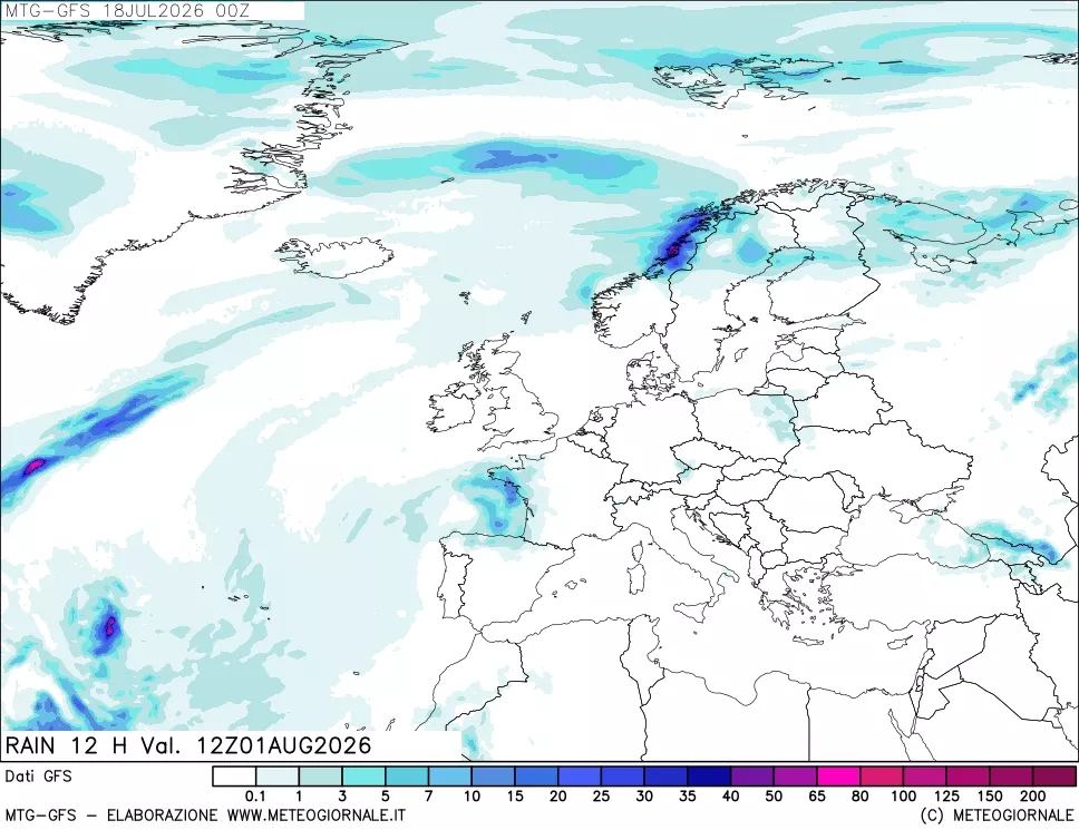 mappa GFS: Precipitazioni 12 ore precedenti
