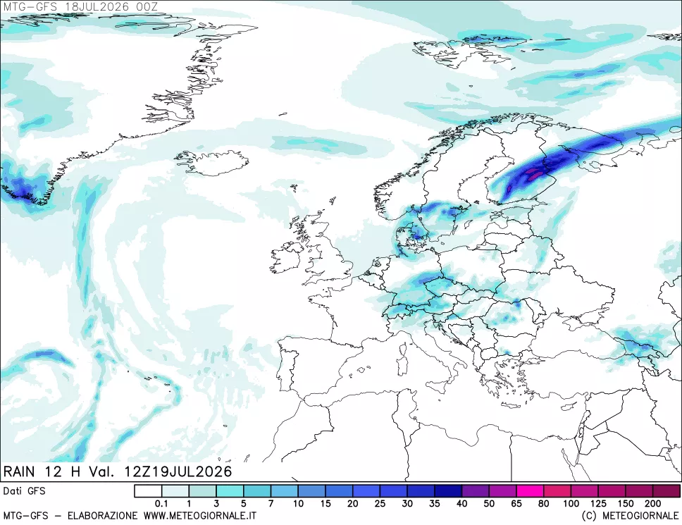 mappa GFS: Precipitazioni 12 ore precedenti