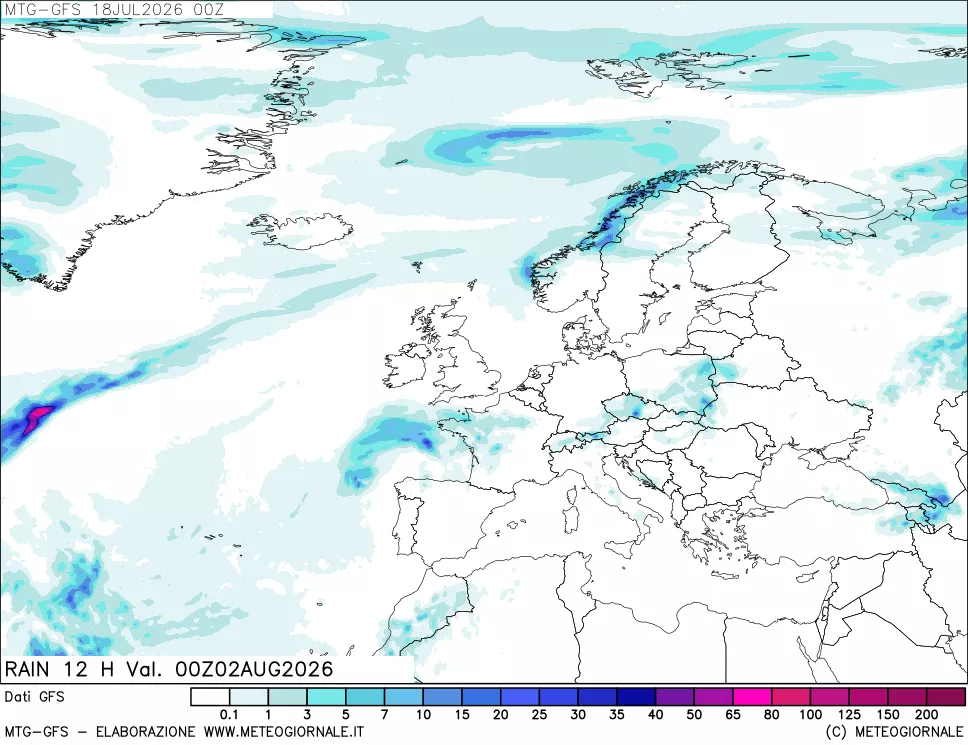 mappa GFS: Precipitazioni 12 ore precedenti
