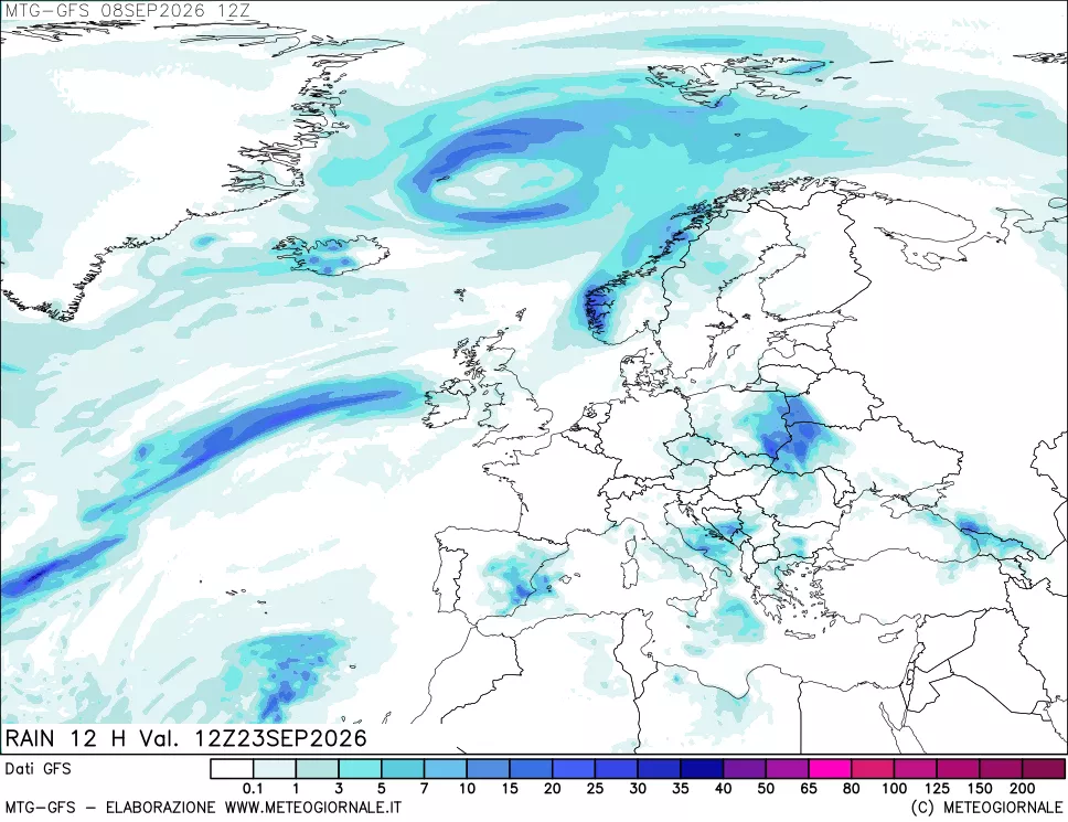 mappa GFS: Precipitazioni 12 ore precedenti