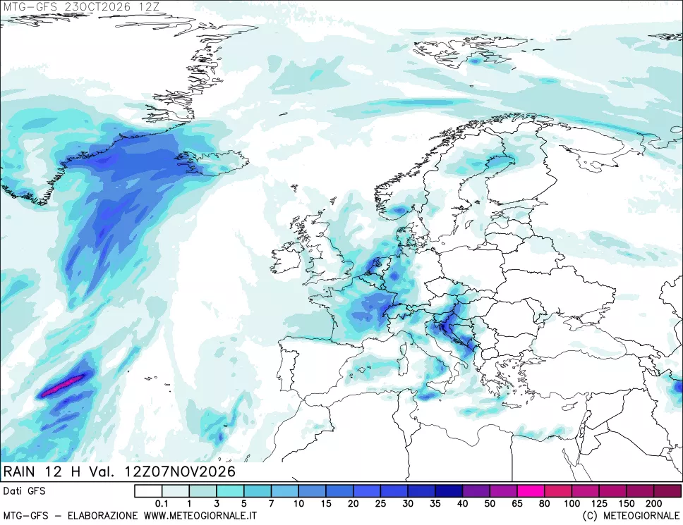 mappa GFS: Precipitazioni 12 ore precedenti